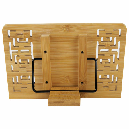 Подставка для книг и планшетов бамбуковая резная BRAUBERG, 28х20 см, регулируемый угол, 237897 - Подставки для книг