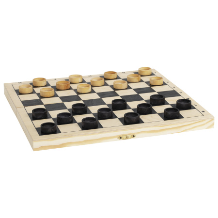 Шашки классические деревянные, лакированные, доска 29х29 см, ЗОЛОТАЯ СКАЗКА, 664673 - Настольные игры