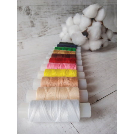 Набор швейных ниток, 11 цветов по 120 м, армированные, 45 ЛЛ, ОСТРОВ СОКРОВИЩ, 662789 - Нитки швейные