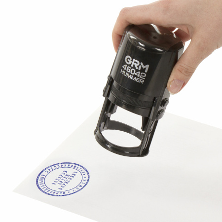 Оснастка для печатей, оттиск D=42 мм, синий, GRM 46042 Hummer, корпус черный, крышка, подушка, 121500200 - Оснастки для печатей