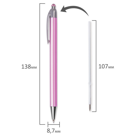 Ручка шариковая автоматическая BRAUBERG "Sakura", корпус ассорти, узел 0,5 мм, линия письма 0,3 мм, 1 шт, 141287 - Ручки шариковые автоматические