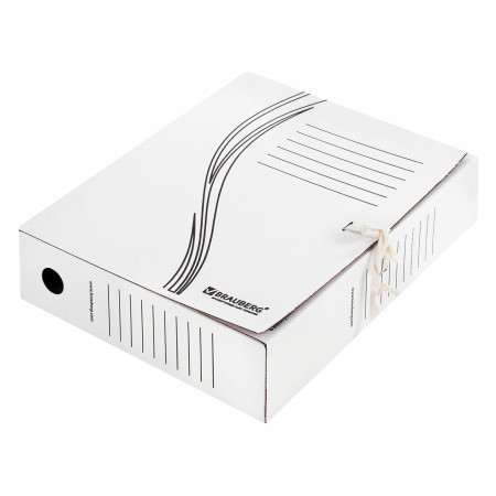 Папка архивная с завязками А4 (325х260 мм), 75 мм, до 700 листов, плотная, микрогофрокартон, БЕЛАЯ, BRAUBERG, 124850 - Накопители документов