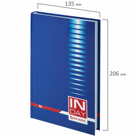 Блокнот А5 (135х206 мм), 96 л., твердый переплет, ламинированная обложка, клетка, BRAUBERG, "INDAY blue", 121929 - Блокноты в книжном переплете