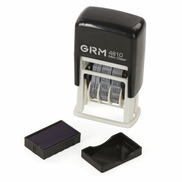 Датер-мини месяц буквами, оттиск 20х3,8 мм синий, GRM 4810, 124131000 - Датеры