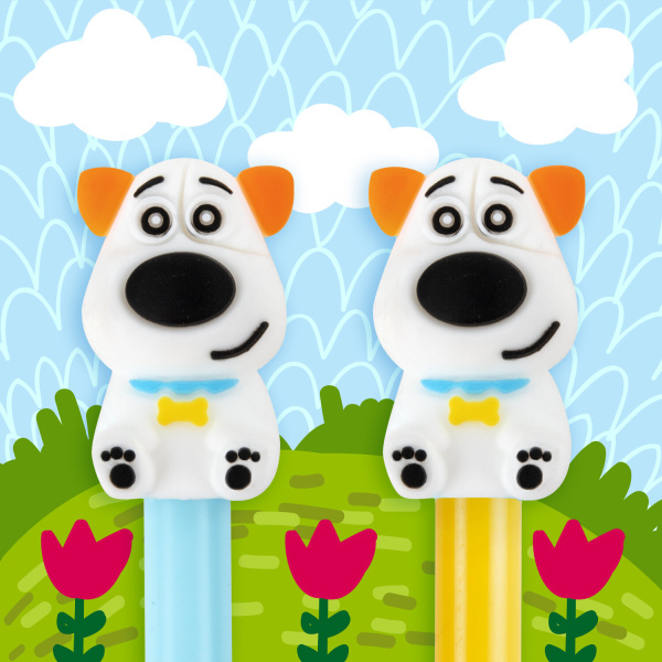 Ручка с топпером шариковая ЮНЛАНДИЯ "Собачка", корпус ассорти, СИНЯЯ, пишущий узел 0,7 мм, 143807 - Ручки фигурные