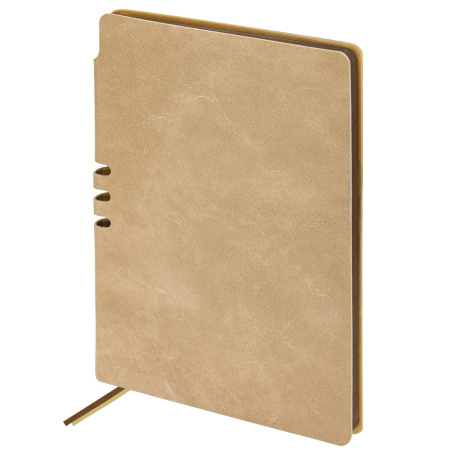 Блокнот А5 (140х200 мм), BRAUBERG "NEBRASKA", под кожу, 80 л., линия, бежевый, 113413 - Бизнес-блокноты и бизнес-тетради