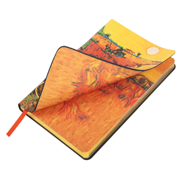 Ежедневник недатированный B6 (127х186 мм), BRAUBERG VISTA, под кожу, гибкий, срез фольга, 136 л., "Van Gogh", 112102 - Ежедневники с покрытием "под кожу и ткань"