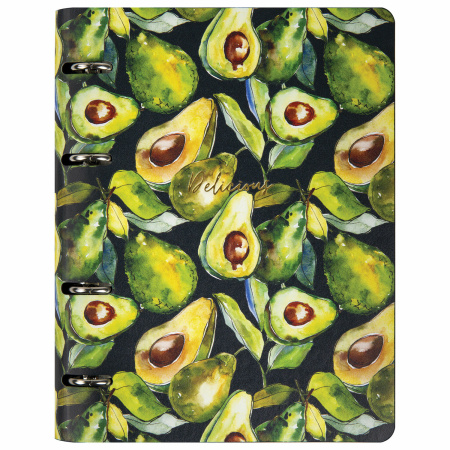 Тетрадь на кольцах А5 (180х220 мм), 80 листов, под кожу, клетка, тиснение фольгой, BRAUBERG VISTA, Avocado, 112130 - Тетради на кольцах и сменные блоки к ним