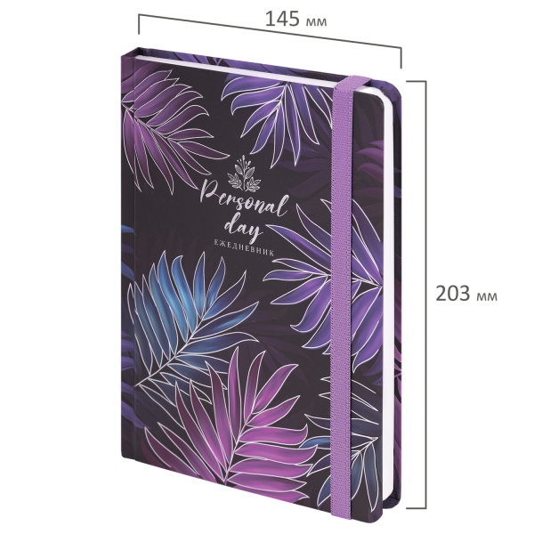 Ежедневник недатированный с резинкой А5 (145х203 мм), BRAUBERG, твердый, фольга, 128 л., "Tropical", 114565 - Ежедневники с твердой обложкой