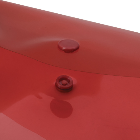 Папка-конверт с кнопкой МАЛОГО ФОРМАТА (240х190 мм), А5, прозрачная, красная, 0,18 мм, BRAUBERG, 224026 - Папки-конверты с кнопкой