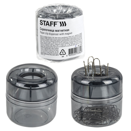 Скрепочница магнитная STAFF "Basic", прозрачный корпус, 270556, 59 - Диспенсеры для скрепок