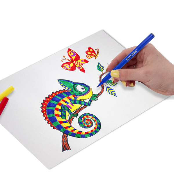 Фломастеры в тубе классические 36 цветов, вентилируемый колпачок, BRAUBERG "PREMIUM", 152200 - Фломастеры классические