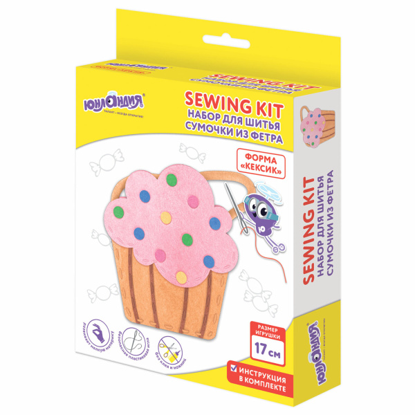 Набор для шитья сумочки из фетра "Кексик", ЮНЛАНДИЯ, 664495 - Наборы для рукоделия