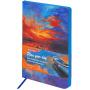 Ежедневник недатированный А5 (138х213 мм), BRAUBERG VISTA, под кожу, гибкий, 136 л., "Sunset at sea", 112041 - Ежедневники с покрытием "под кожу и ткань"