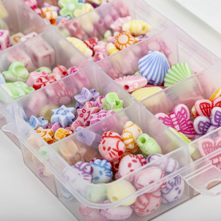 Набор BEADS SET для творчества, рукоделия и создания украшений, 200 бусин, 10 видов, цвет пастель, нить, BRAUBERG KIDS, 664693 - Наборы для изготовления бижутерии