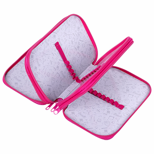 Пенал ПИФАГОР, 3 отделения, ламинированный картон, 19х11 см, "Little Beauty", 271546 - Пеналы каркасные