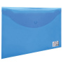 Папка-конверт с кнопкой BRAUBERG, А4, до 100 листов, прозрачная, синяя, 0,15 мм, 221637 - Папки-конверты с кнопкой