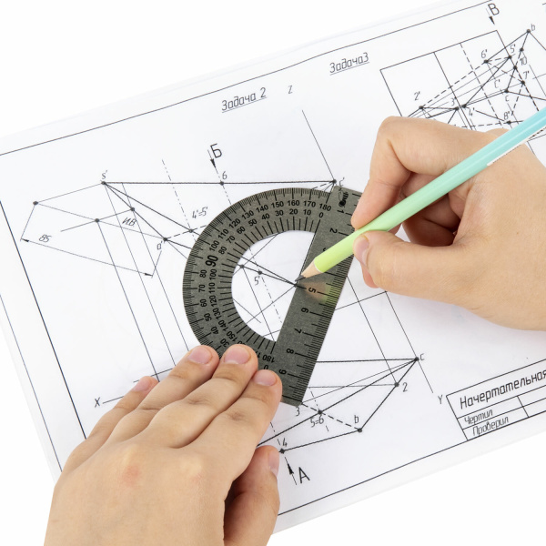 Транспортир 10 см, 180 градусов, металлический, ПИФАГОР, 210637 - Транспортиры