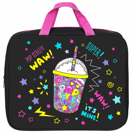 Папка на молнии с ручками BRAUBERG А4, 1 отделение, полиэстер, 80 мм, "Pop style", 271480 - Папки-сумки с ручками