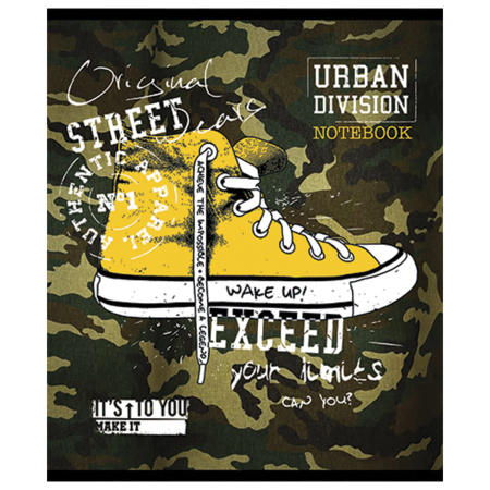 Тетрадь А5, 48 л., ПЗБМ, скоба, клетка, Soft Touch, конгрев, выборочный лак, "Урбан Дивижн" (5 видов), 029432 - Тетради 40-48 листов