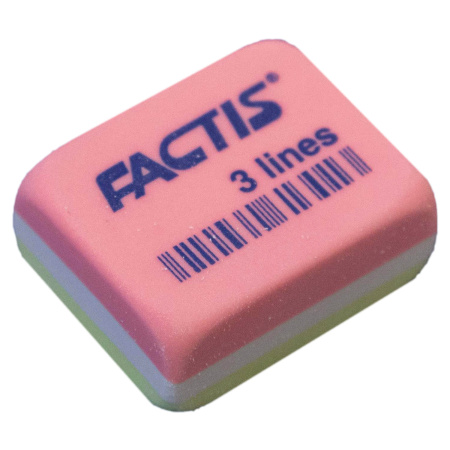 Ластик FACTIS 3 Lines (Испания), 30х24х13 мм, цвет ассорти, прямоугольный, CPF3LINES - Ластики классические