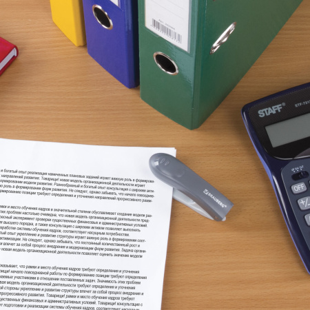 Степлер №10 BRAUBERG "Original", до 12 листов, с антистеплером, серый, 222531 - Степлеры настольные