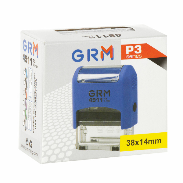 Штамп стандартный "ПОЛУЧЕНО", оттиск 38х14 мм синий, GRM 4911 Р3, 110491170 - Штампы стандартных слов