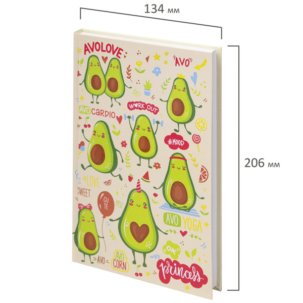 Блокнот А5 (134х206 мм), 80 л., твёрдый, клетка, BRAUBERG KIDS, "Авокадики", 114418 - Блокноты детские