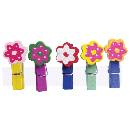 Прищепки декоративные "Цветочки", 5 штук, 3,5 см, ассорти, ОСТРОВ СОКРОВИЩ, 661302 - Прищепки для творчества