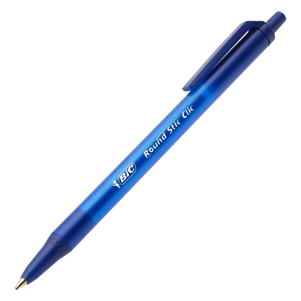 Ручки шариковые автоматические BIC "Round Stic Clic", НАБОР 3 шт., СИНИЕ, линия письма 0,32 мм, блистер, 926374 - Ручки шариковые автоматические