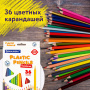 Карандаши цветные BRAUBERG PREMIUM, 36 цветов, пластиковые, трехгранные, грифель мягкий 3 мм, 181664 - Карандаши цветные