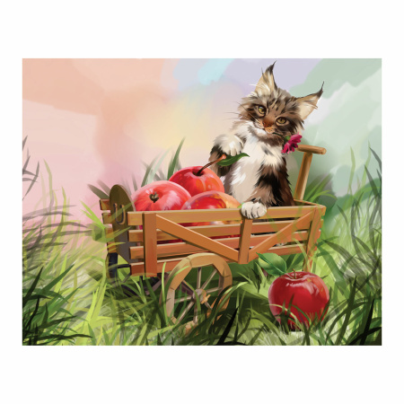 Холст на картоне с контуром BRAUBERG ART CLASSIC "КОТ", 30х40см, грунтованный, хлопок, 191549 - Холсты