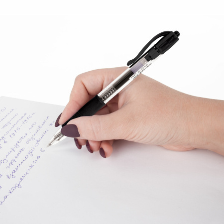 Ручка гелевая автоматическая с грипом PILOT G-2, СИНЯЯ, корпус прозрачный, узел 0,5 мм, линия письма 0,3 мм, BL-G2-5 - Ручки гелевые автоматические