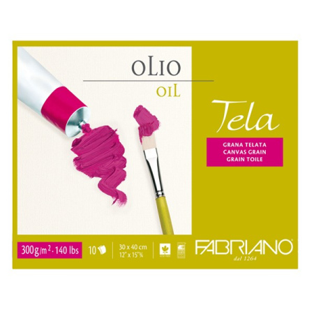 Блок бумаги для масла FABRIANO Tela, 300г/м2, 30x40см, фактура "Холст", склейка 10 листов