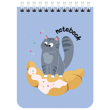 Блокнот МАЛЫЙ ФОРМАТ А6 108х145 мм, 40 л., гребень, картон, клетка, BRAUBERG KIDS, "Котики", 114396 - Блокноты