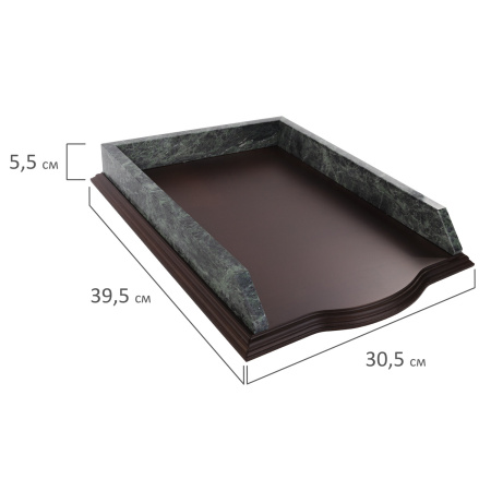 Набор настольный GALANT из мрамора, 7 предметов, зеленый мрамор/отделка красное дерево, 231485 - Настольные наборы и аксессуары из мрамора