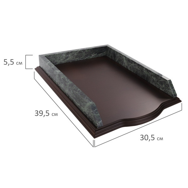 Набор настольный GALANT из мрамора, 7 предметов, зеленый мрамор/отделка красное дерево, 231485 - Настольные наборы и аксессуары из мрамора