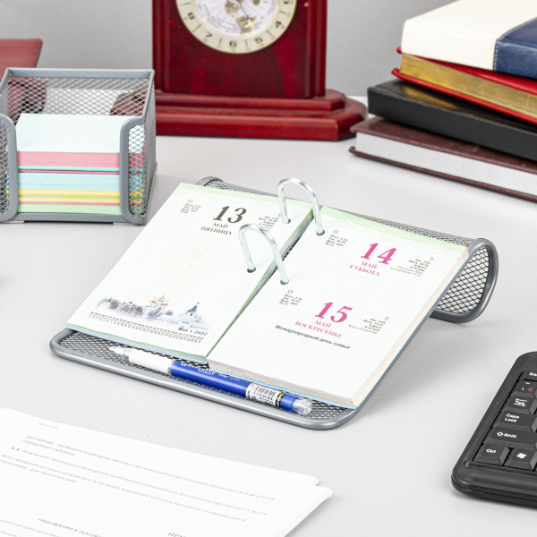 Подставка для календаря большая BRAUBERG "Germanium", металлическая, 57х200х200 мм, серебристая, 231973 - Подставки для календаря