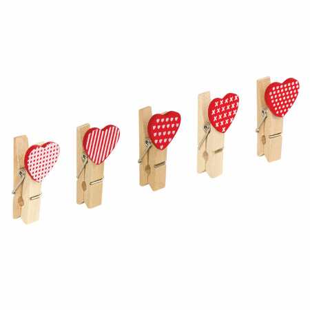 Прищепки декоративные "Сердечки", 10 штук, 3,5 см, ассорти, со шпагатом, ОСТРОВ СОКРОВИЩ, 662674 - Прищепки для творчества