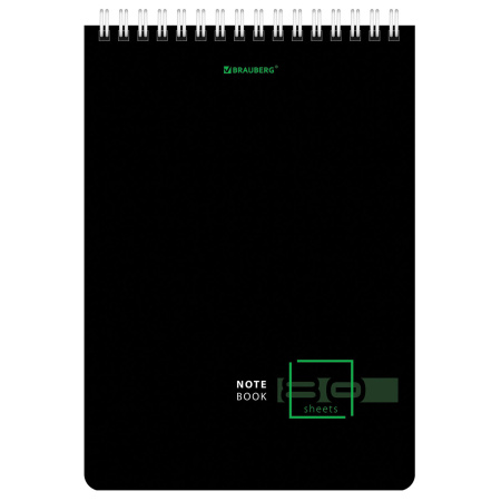 Блокнот А5 (146х206 мм), 80 л., гребень, картон, жесткая подложка, клетка, BRAUBERG, "Dark", 114387 - Блокноты