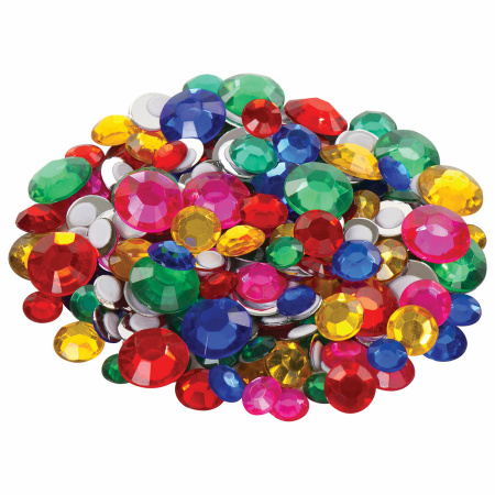 Стразы самоклеящиеся "Круглые", размер 8-15 мм, 30 г, 5 цветов, ОСТРОВ СОКРОВИЩ, 661386 - Стразы для творчества