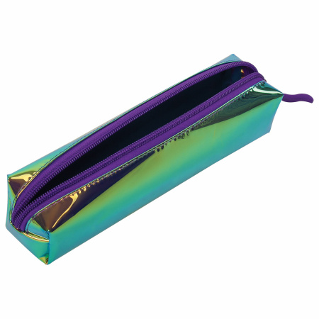 Пенал-косметичка BRAUBERG прямоугольный, зеркальный, мягкий, "Coral", 21х5х5 см, 229250 - Пеналы мягкие