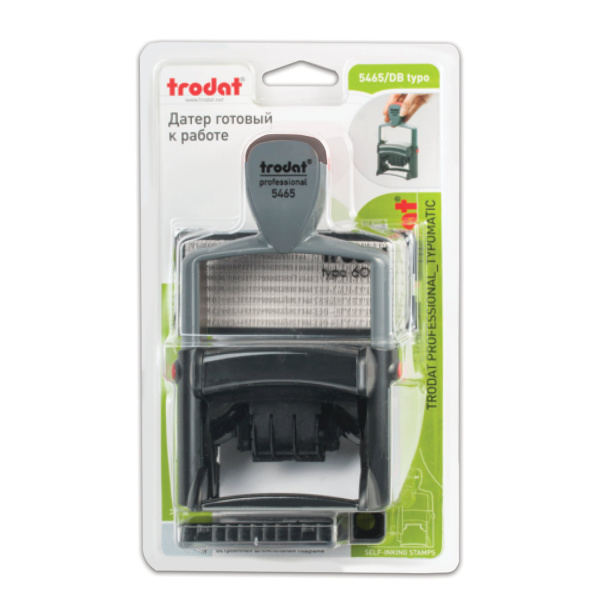 Датер самонаборный металлический, 4 строки+дата, оттиск 56х33 мм, сине-красный, TRODAT 5465BANK, кассы в комплекте, 62166 - Датеры