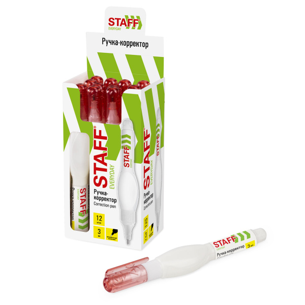 Ручка-корректор STAFF "EVERYDAY", 3 мл, металлический наконечник, 227570 - Корректирующие ручки