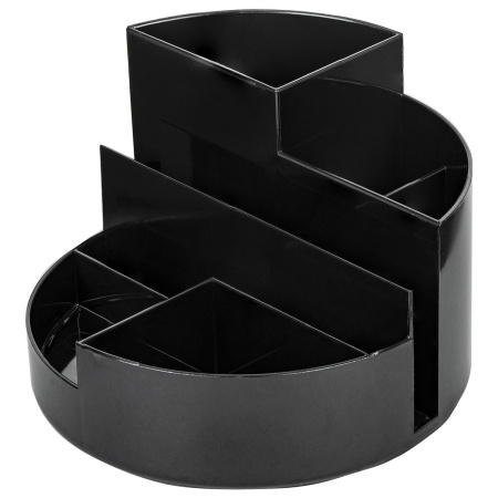 Подставка-органайзер BRAUBERG ROUND, 6 отделений, 130х130х90 мм, черная, 238100, ОР05