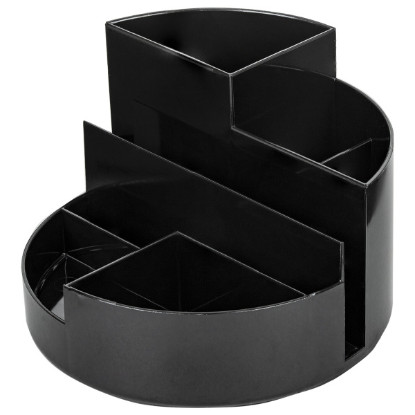 Подставка-органайзер BRAUBERG ROUND, 6 отделений, 130х130х90 мм, черная, 238100, ОР05