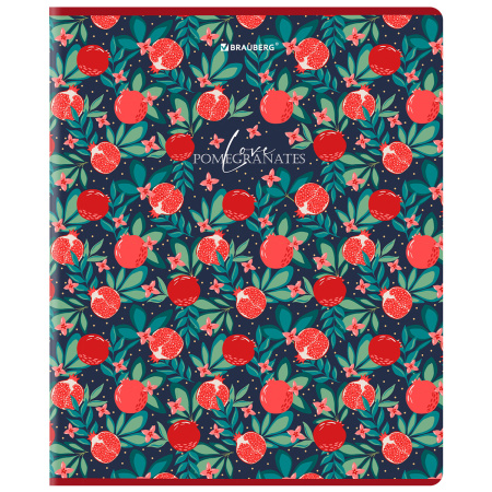 Тетрадь А5, 48 л., BRAUBERG, скоба, клетка, матовая ламинация, выборочный лак, "Гранаты" (микс в спайке), 404376 - Тетради 40-48 листов