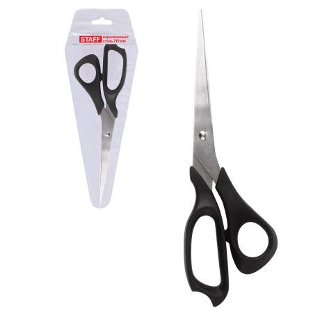 Ножницы STAFF Basic 210 мм, чёрные, ПВХ чехол с европодвесом, 235460 - Ножницы универсальные