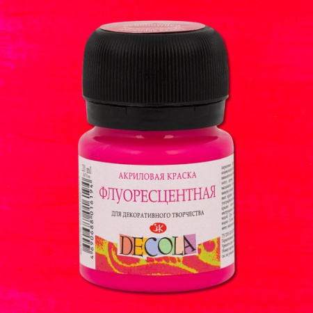 Акриловая краска флуоресцентная (неоновая) цвет №319 Карминовая банка 20мл Decola