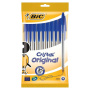 Ручки шариковые BIC "Cristal Original", НАБОР 10 шт., СИНИЕ, узел 1 мм, линия письма 0,32 мм, пакет, 830863 - Ручки шариковые неавтоматические